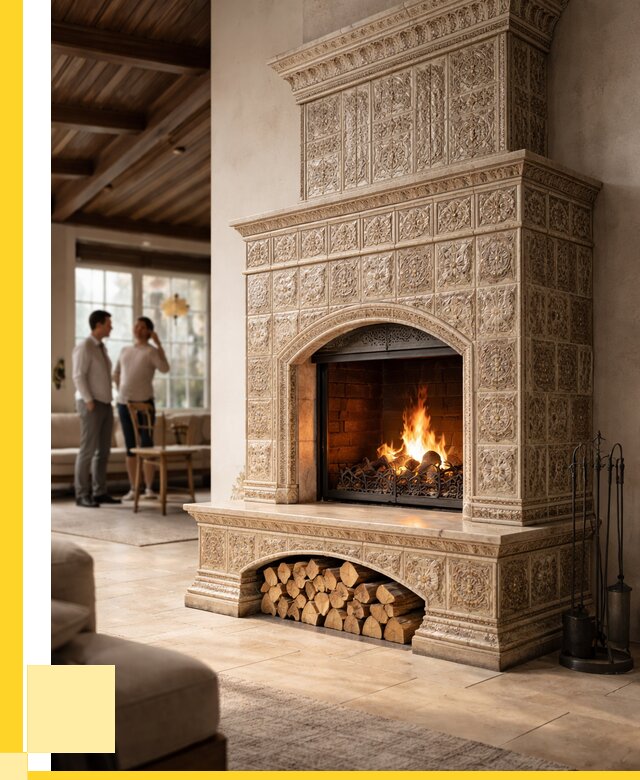 Купить изразцовый камин в Кинешме от 252675 р. | ЭриданКнш