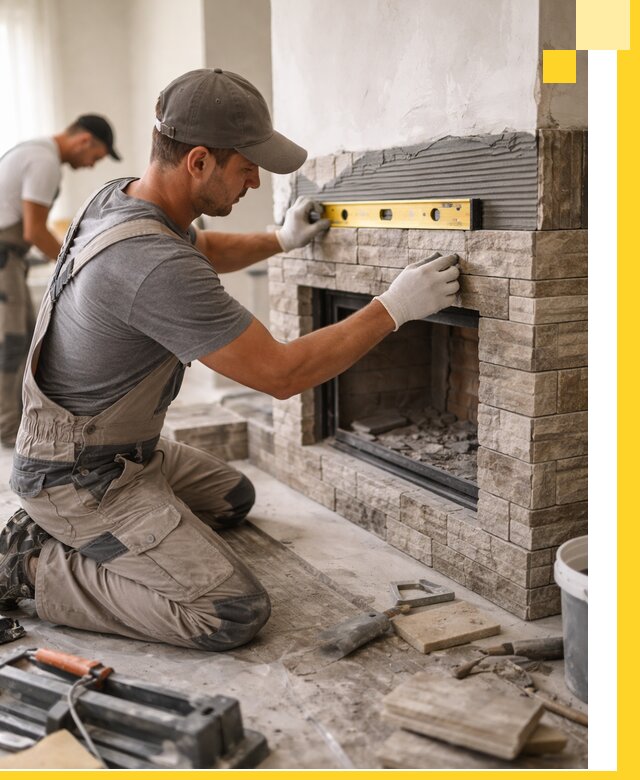 Облицовка каминов в Кинешме, монтаж и отделка натуральным камнем