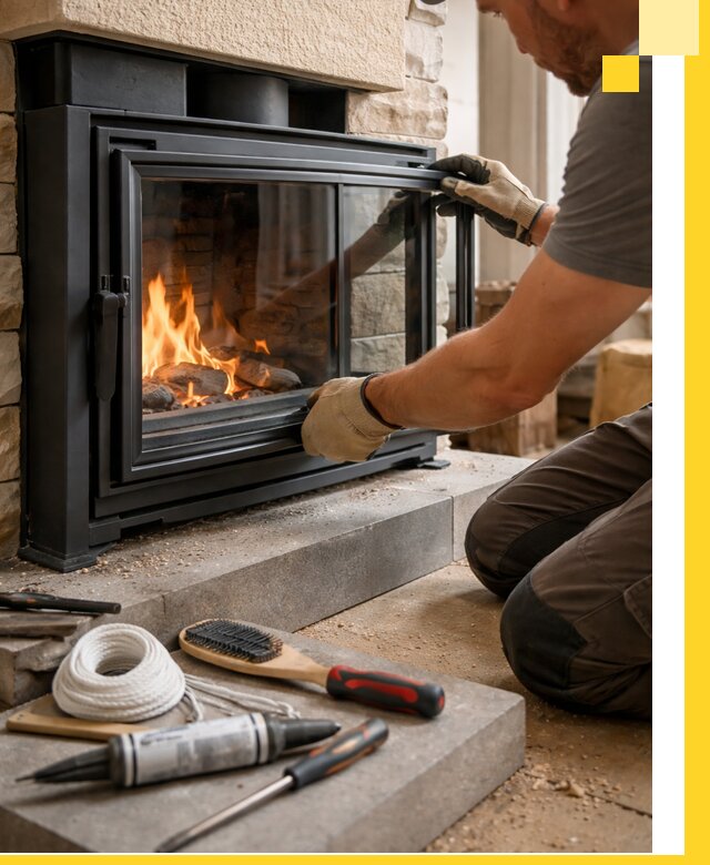 Производство, монтаж и доставка каминов со стеклом в Кинешме