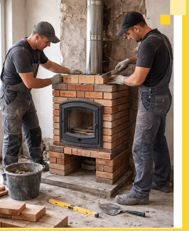 Монтаж печи камина под ключ в Кинешме с гарантией и пусконаладкой