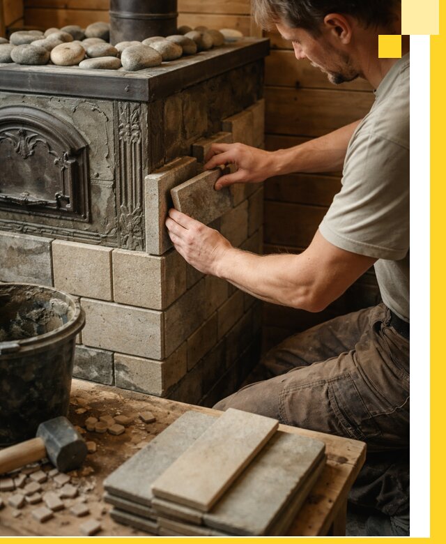 Облицовка банных печей в Кинешме профессиональная отделка