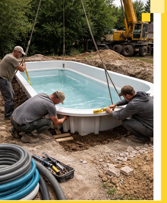 Установка и монтаж композитных бассейнов под ключ в Кинешме