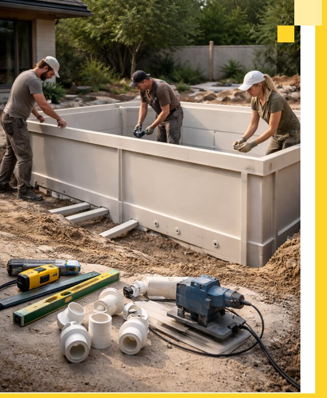 Установка полипропиленовых бассейнов под ключ в Кинешме