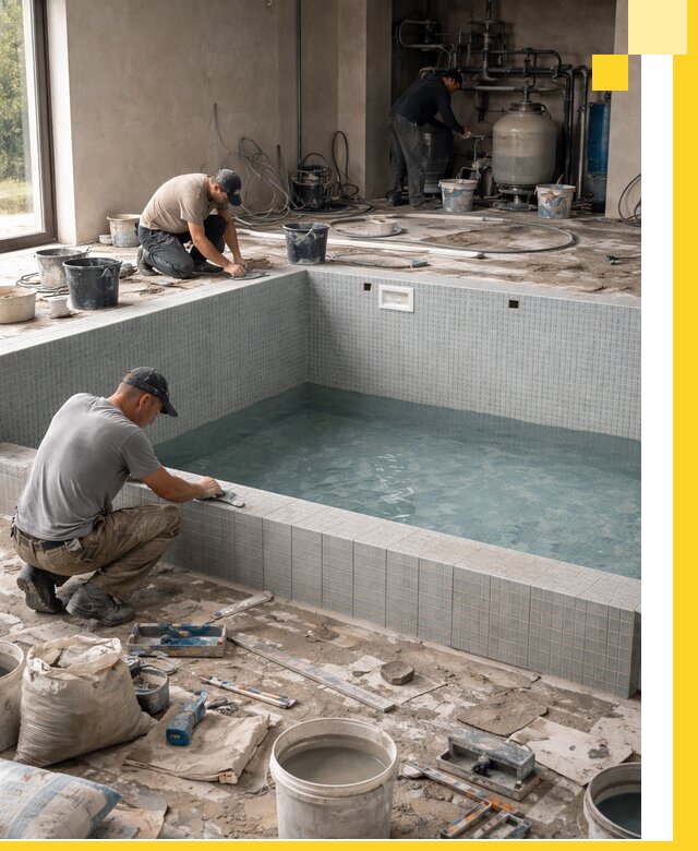 Строительство и монтаж бассейнов в помещении в Кинешме