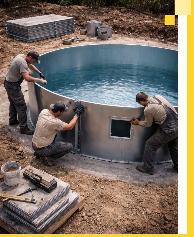 Круглые бассейны под ключ в Кинешме проектирование и монтаж