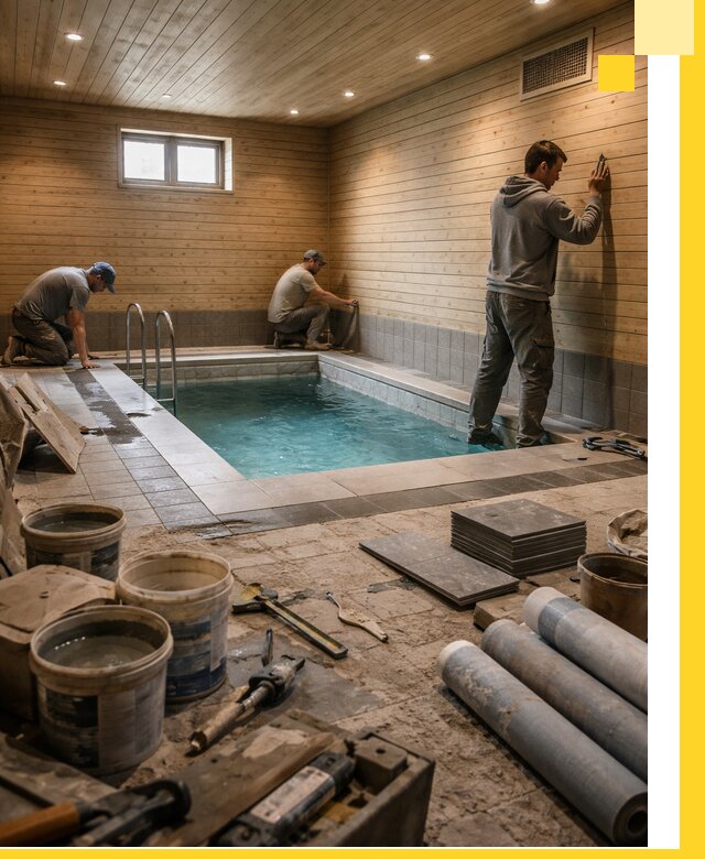 Строительство бани с бассейном и сауной под ключ в Кинешме