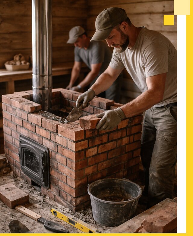 Кирпичные печи для бани под ключ в Кинешме, проект и монтаж