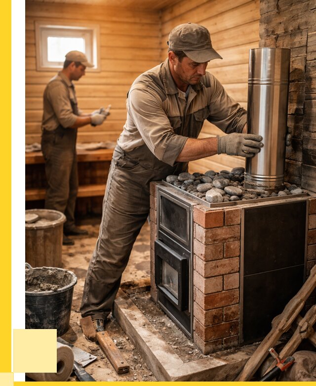 Монтаж печи в бане под ключ в Кинешме от 20214 р. | ЭриданКнш