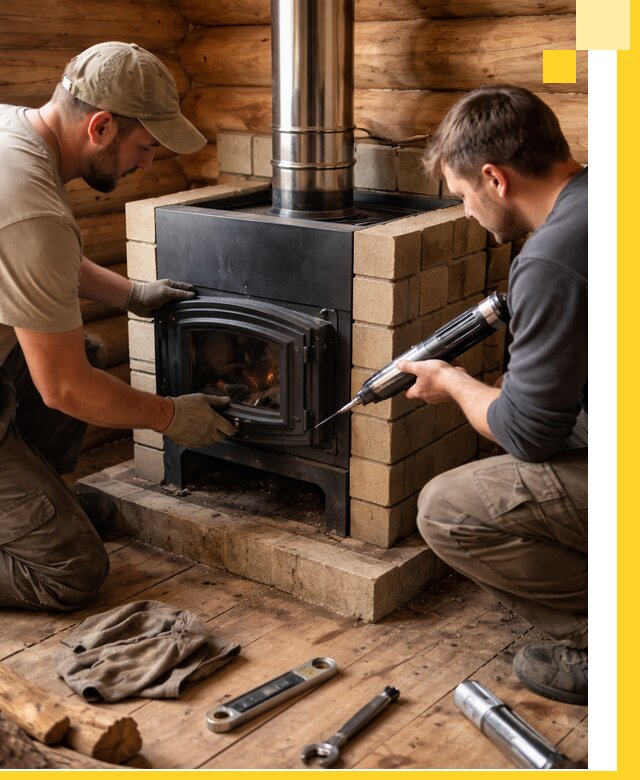 Монтаж и установка печи в бане под ключ с гарантией в Кинешме