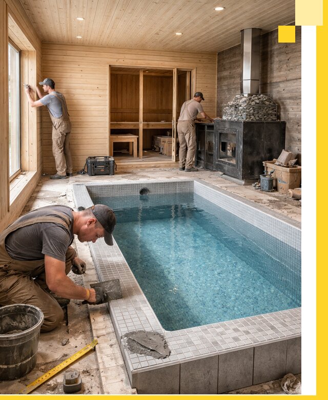 Проект бани с бассейном и сауной в Кинешме под ключ