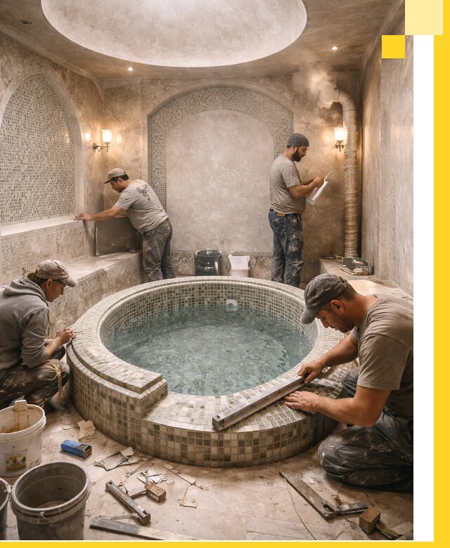 Профессиональное строительство хамама с бассейном в Кинешме под ключ