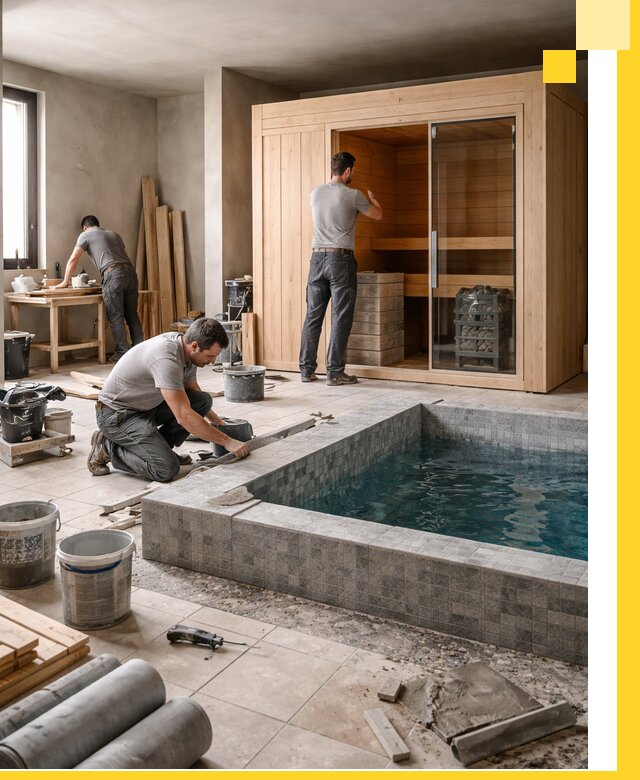 SPA зоны под ключ с бассейном сауной и печью в Кинешме